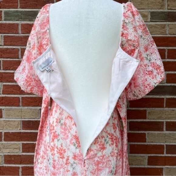 ☀️ NWT Adelyn Rae Collen Floral Eyelet Puff Sleeve Mini Dress in Flamingo - Picture 8 of 16